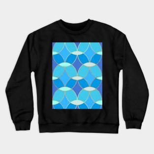 Blue & Gold Oval Tile Pattern Crewneck Sweatshirt